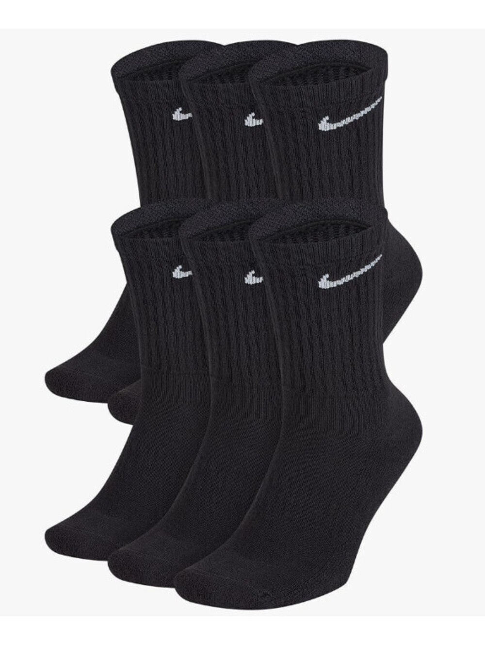 Nike Everyday Cushion Crew Men's Socks - Black/White, Size M, Pack of 6